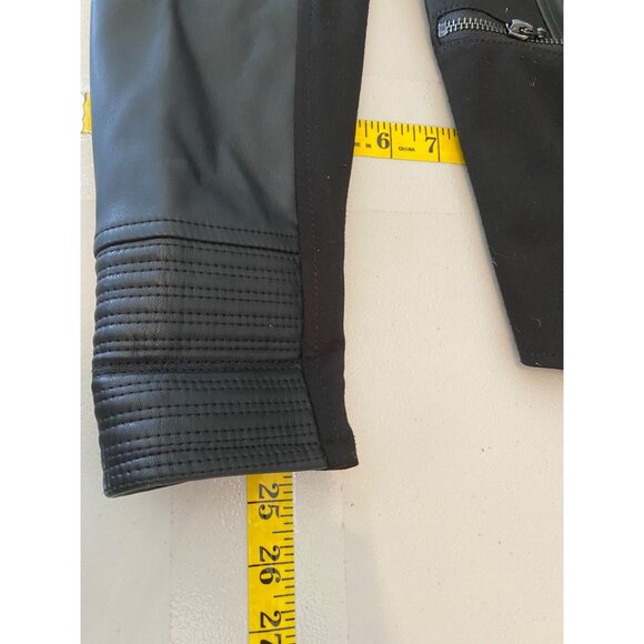 Wallis Black Faux Leather Waterfall Blazer Jacket Zipper Details Size 6 - Picture 11 of 11